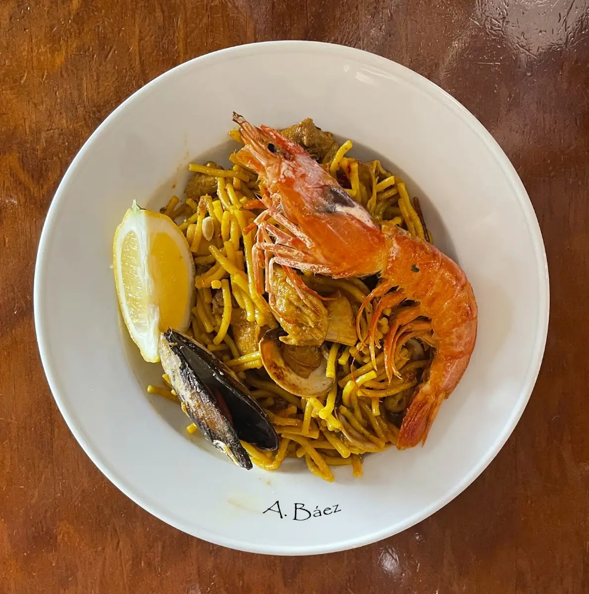 A prawn noodle dish at Celler El Molí