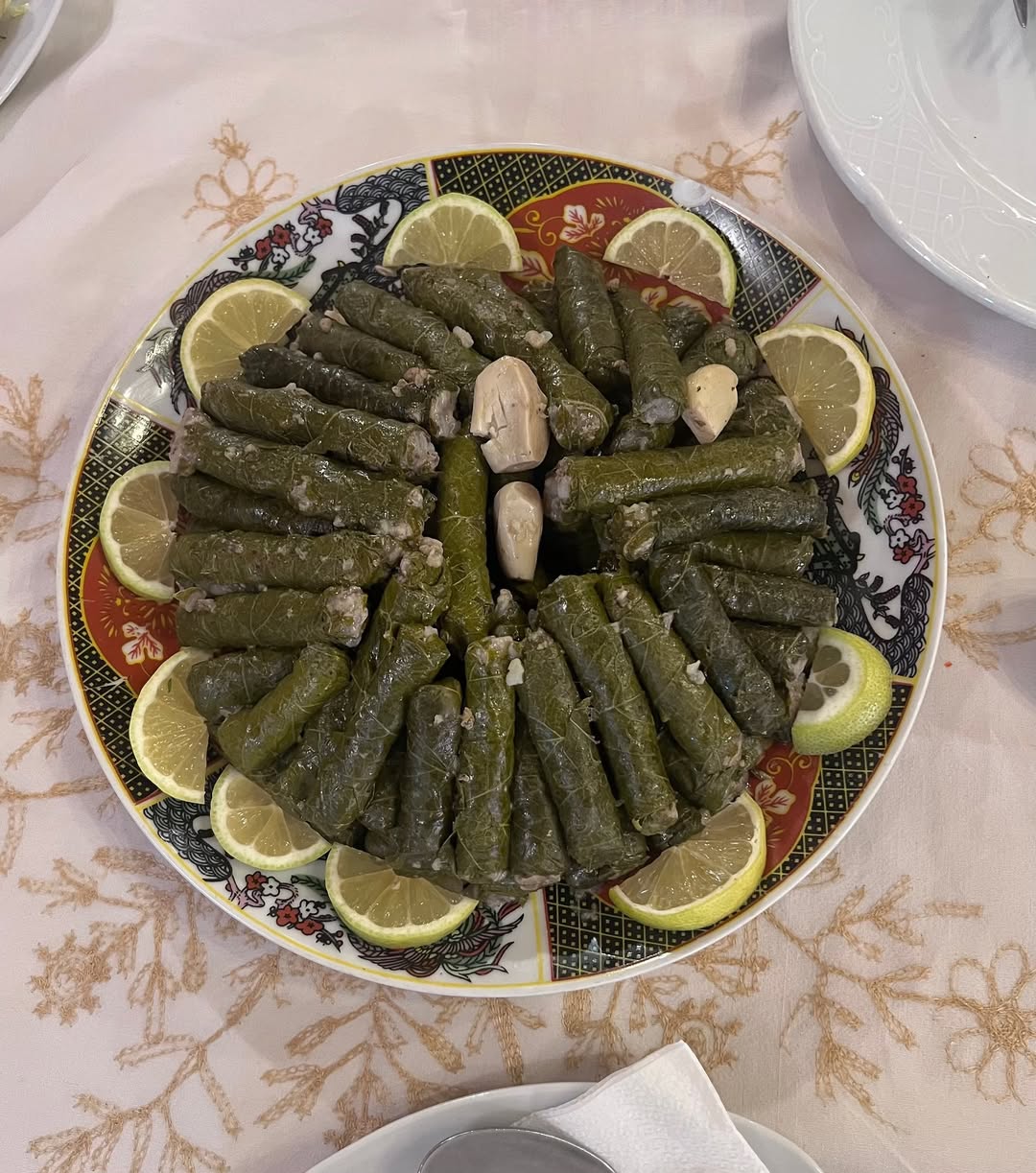 Si buscas un plato lleno de sabor, no te pierdas nuestro Yabra’ sirio: hojitas de parra rellenas de arroz, carne y espec