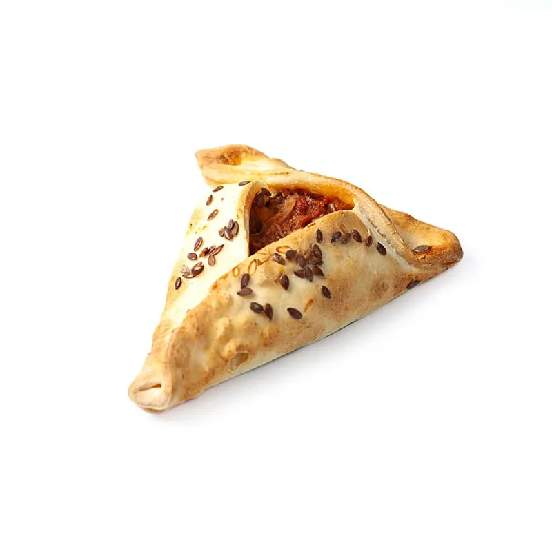A triangular pastry filled with chocolate chips