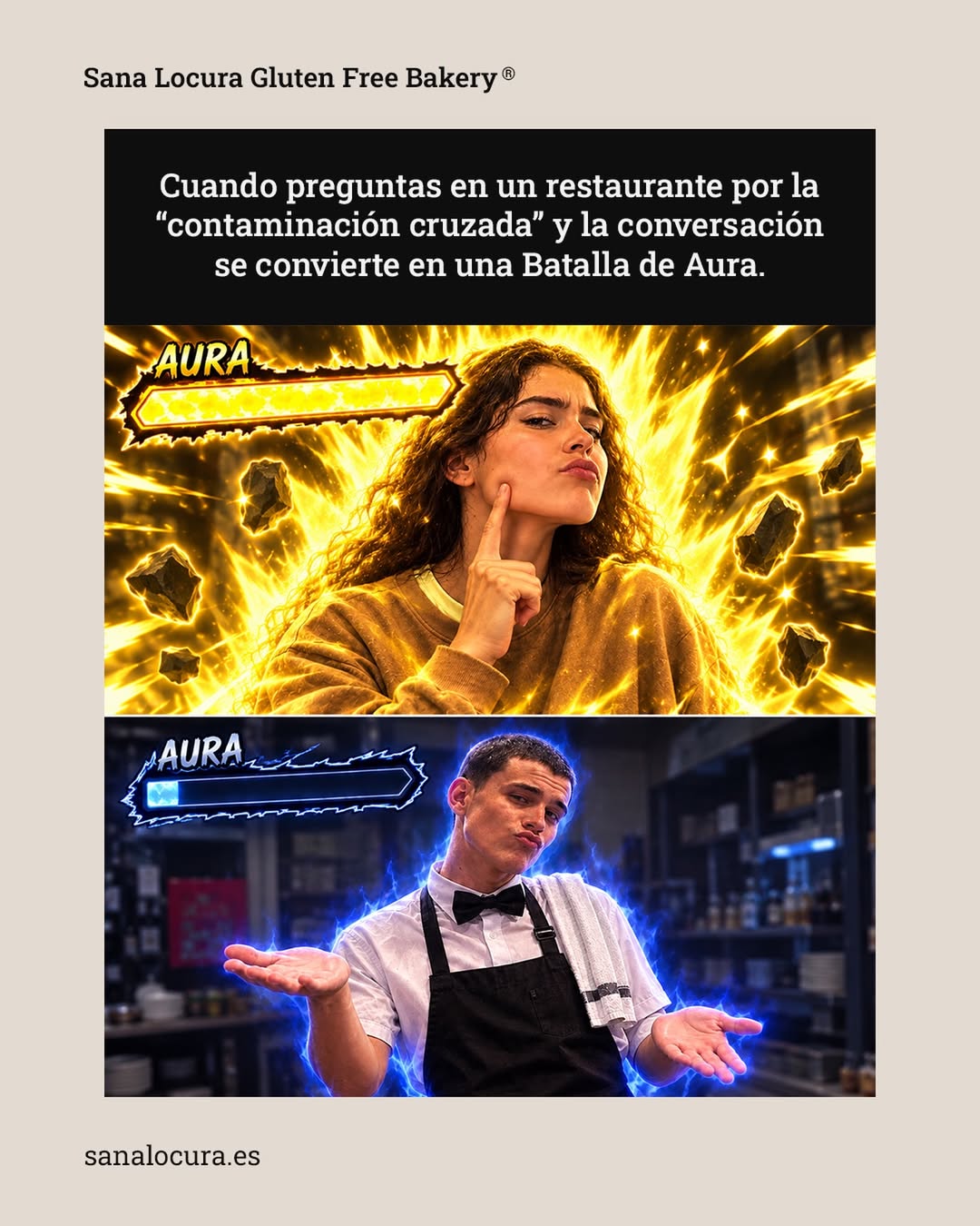Preguntas por la contaminación cruzada porque tienes celiaquía.
Acabas en una batalla de aura con el camarero.
🧍♀️ +