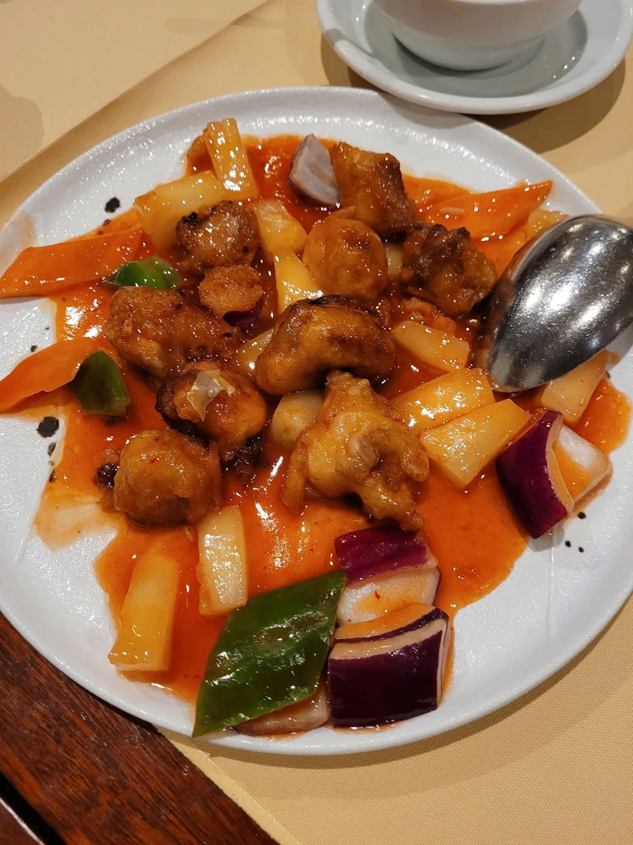 Sweet and sour pork with peppers and pineapple