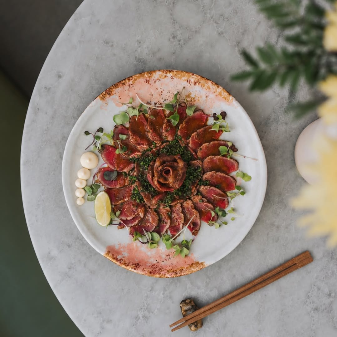 Un productazo al alcance de los palillos 🥢

Carpaccio de solomillo de ternera. Finas láminas de solomillo que se deshace