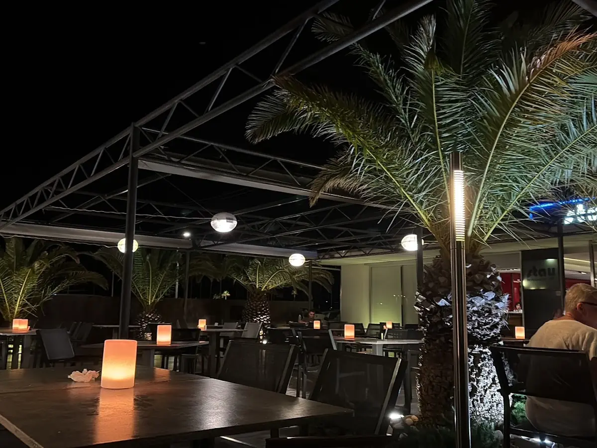 The terrace at Stay Restaurant at night