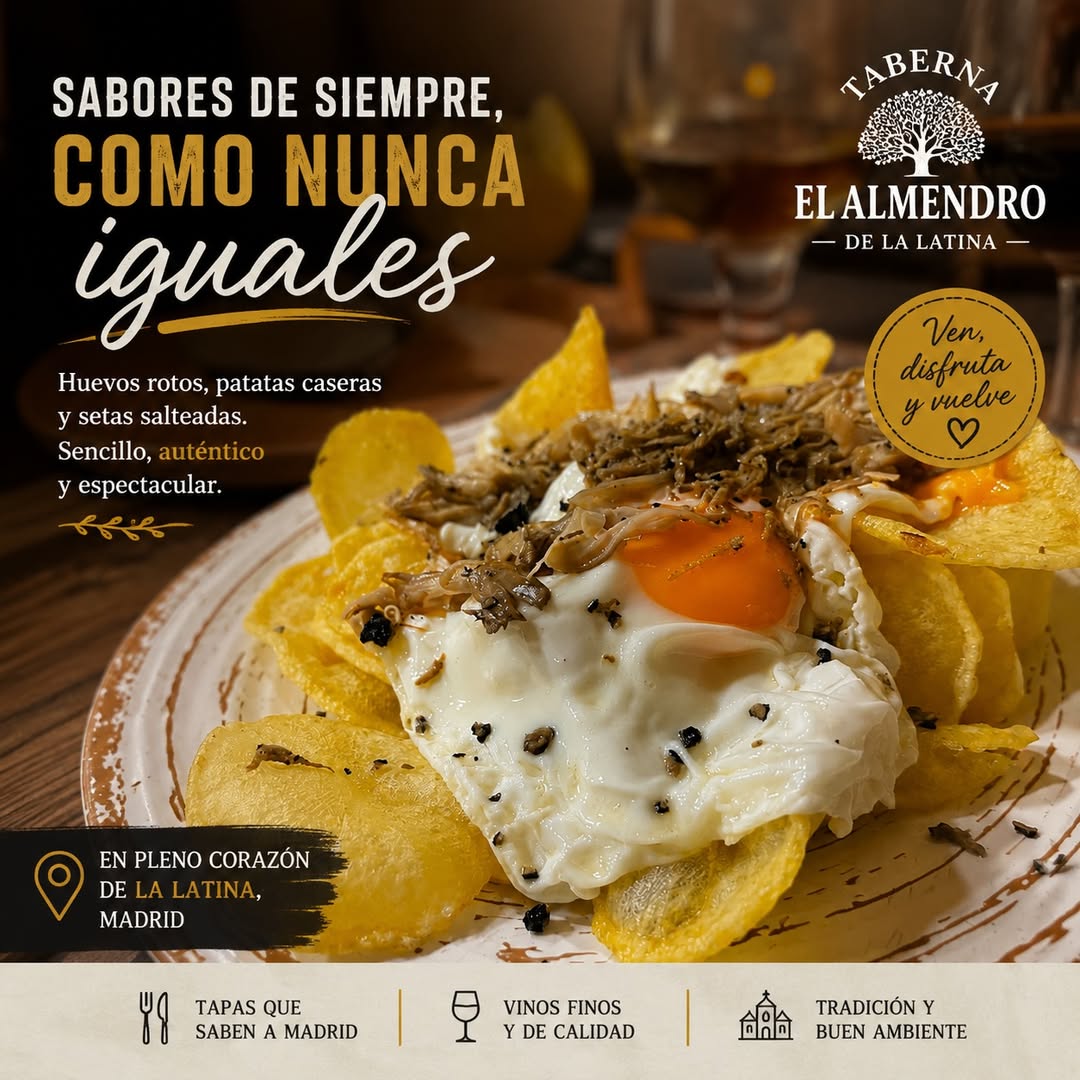 🍳 Hay platos que convierten una comida en un recuerdo.
La yema rompiéndose sobre unas patatas recién hechas, el aroma d
