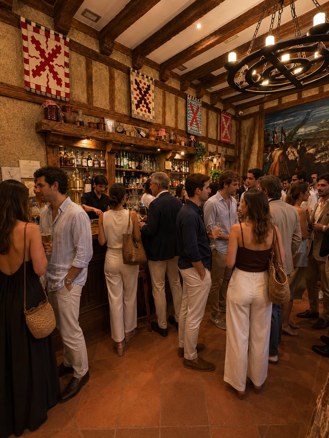 Vino, cañas y tapas. Madrid todavía conserva sus secretos.
La barra de la Taberna del Capitán Alatriste sigue reuniendo