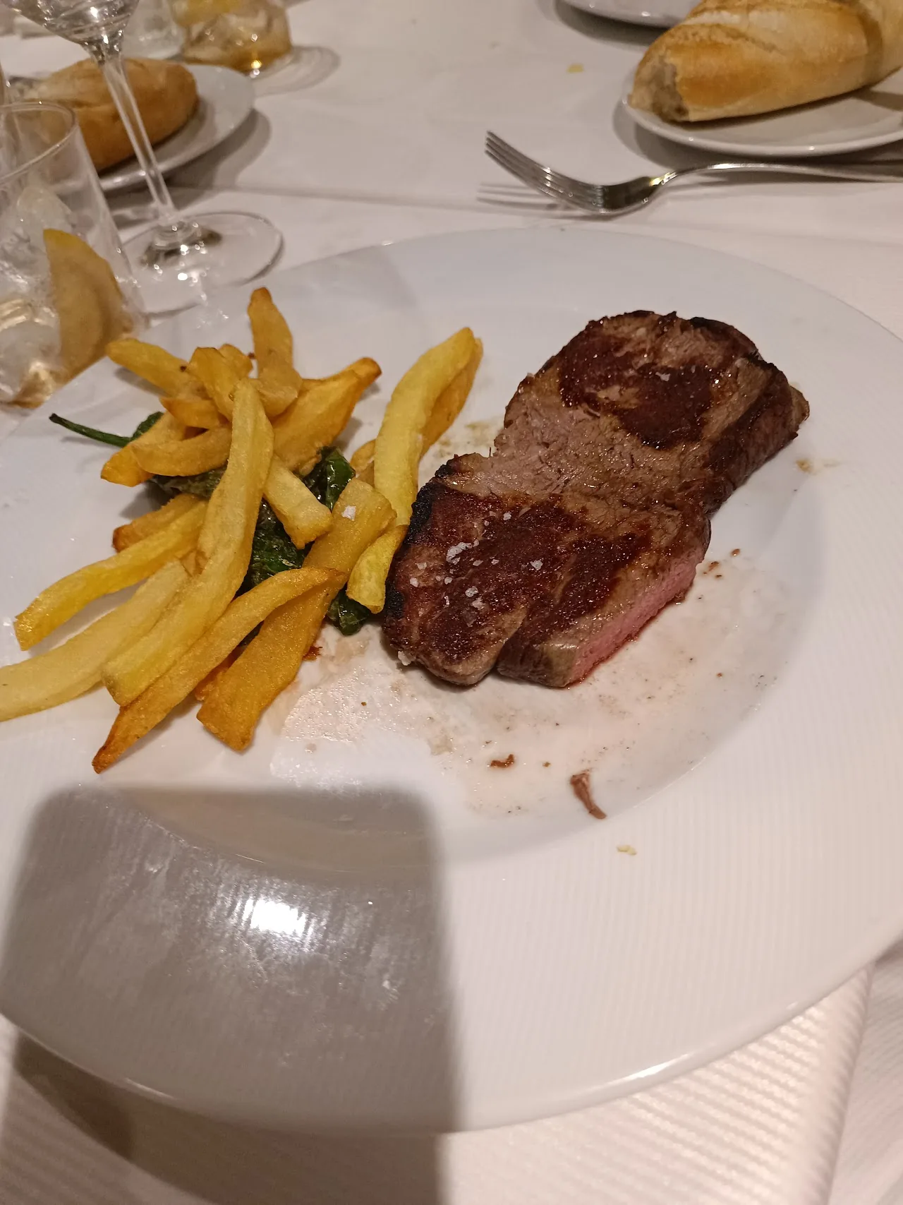 A steak with a side of french fries