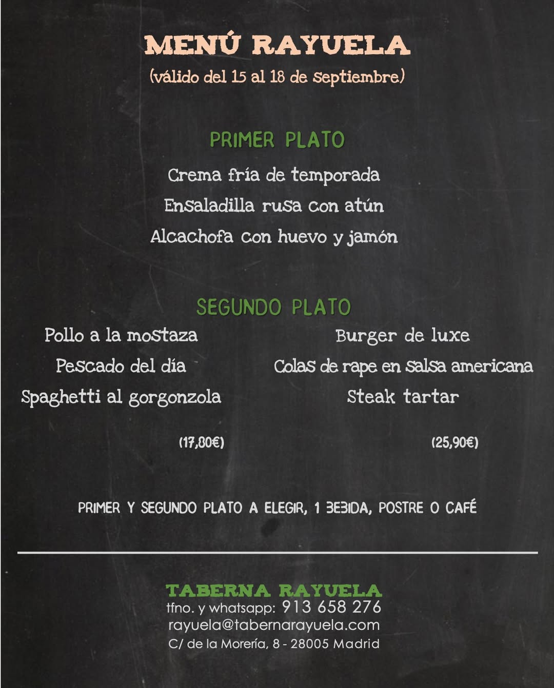 .
Vuelve nuestro menú en su formato original: nueve platos para que podáis hacer la combinación que más os apetezca.

¿O