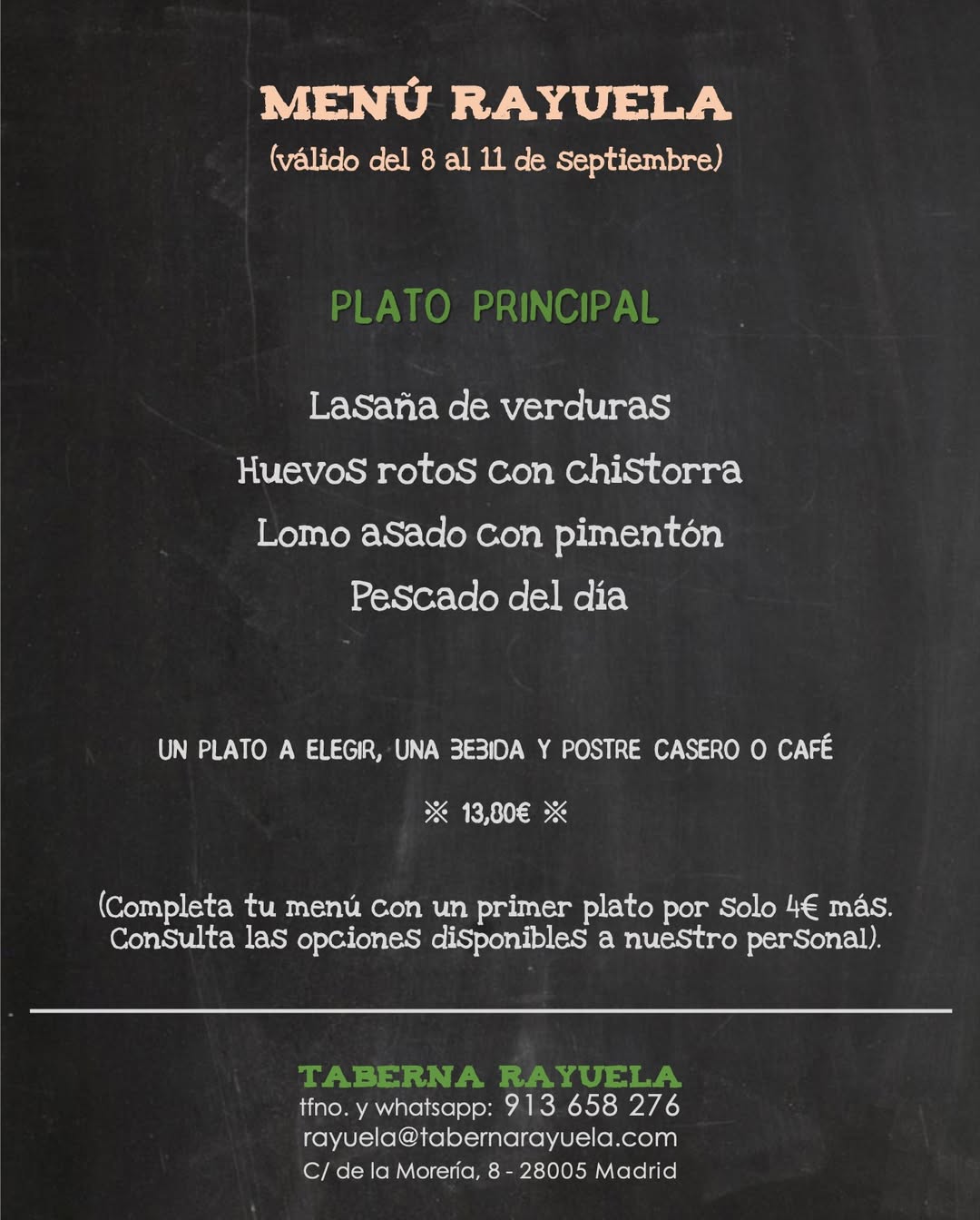 .
Un nuevo menú para una nueva semana.

¿Os vamos reservando mesa?

#MenúDelDía #PlatoDelDía #Tapas #CervezaFría #Cañas 