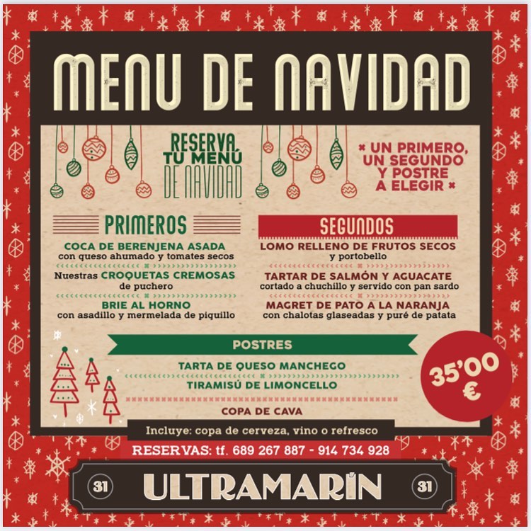 He aquí nuestra propuesta de menú navideño, para tu cena/comida de empresa, de amigos o familiar. ♥️🌲⛄️🎅🏻
Se realizará